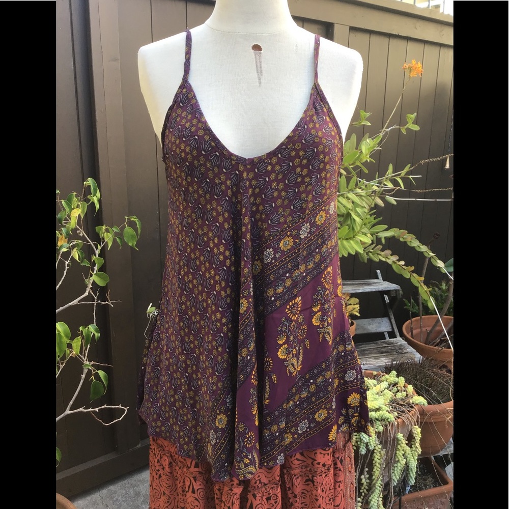NWT Camisole-Burgundy, brown and yellow